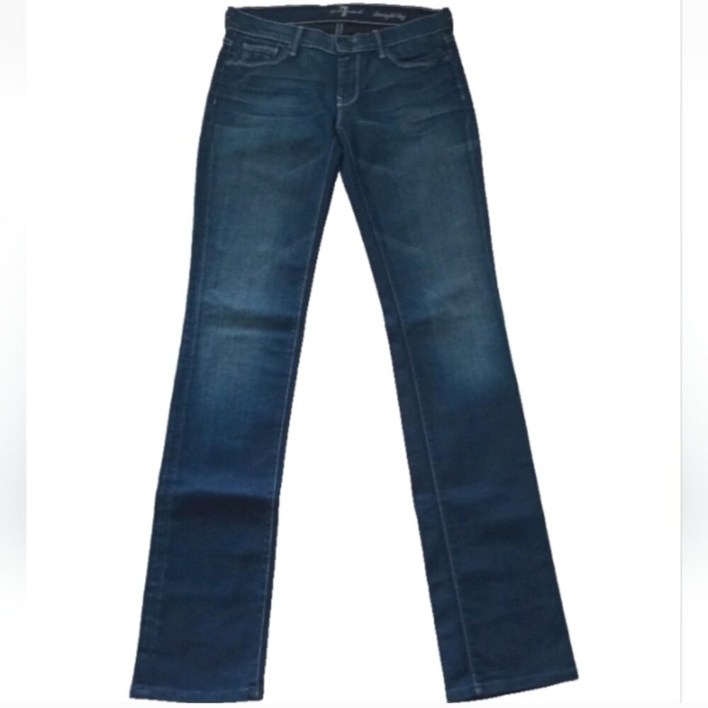 NWOT For All Mankind Women's Jeans Straight Leg Blue Denim Size 28x35
